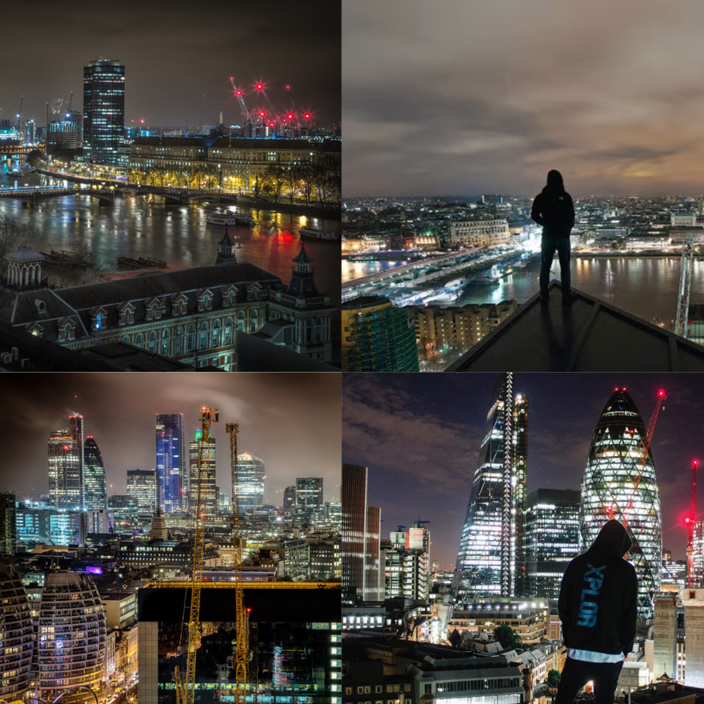 Images of London at night from sky scrapers